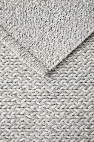 Carina Scandinavian Grey & White Hand Braided Wool Rug